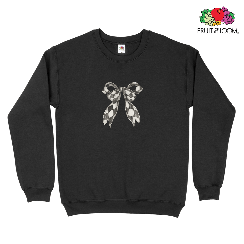 Checkered bow Sweatshirt, BLACK, Fruit of the Loom