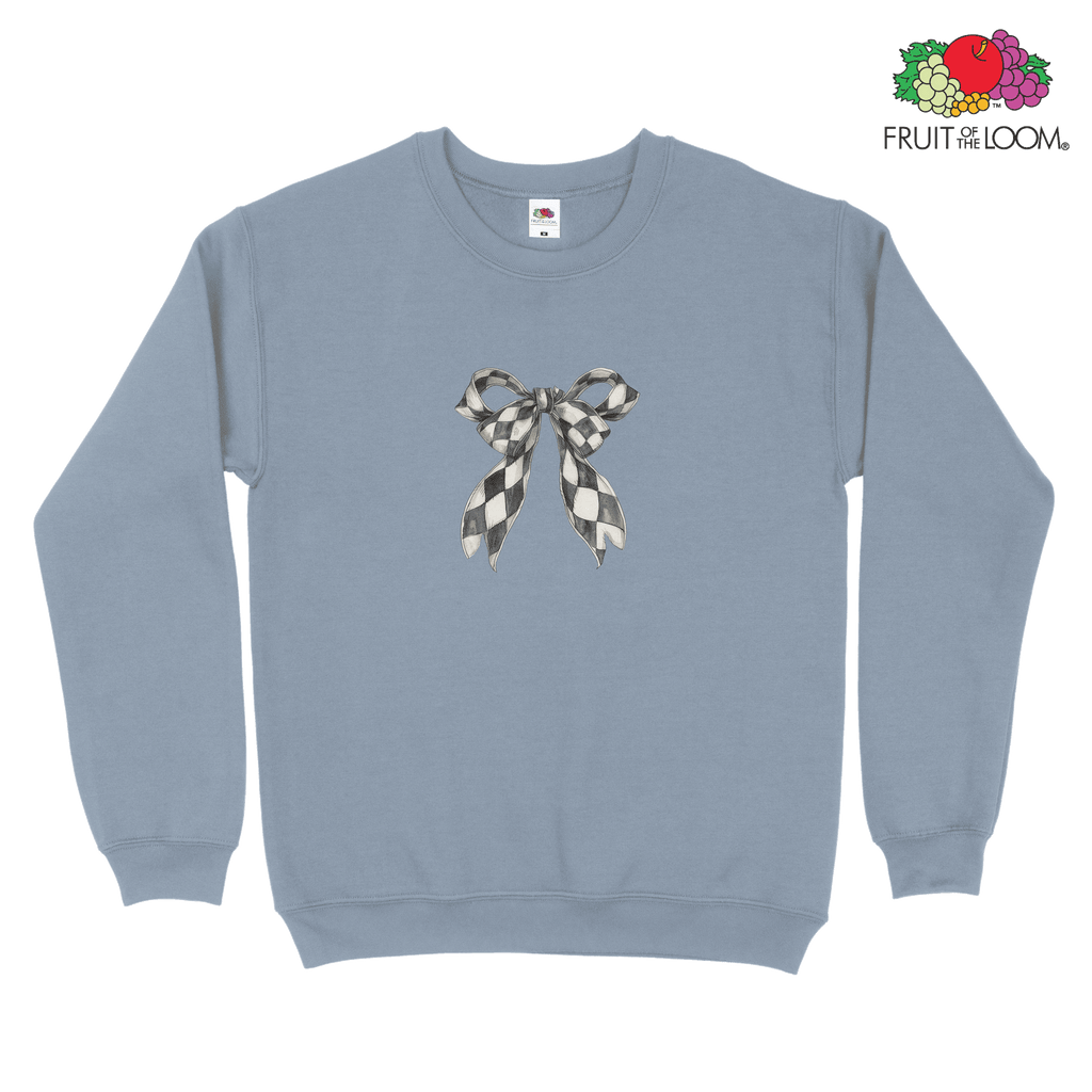 Checkered bow Sweatshirt, MINERAL BLUE, Fruit of the Loom