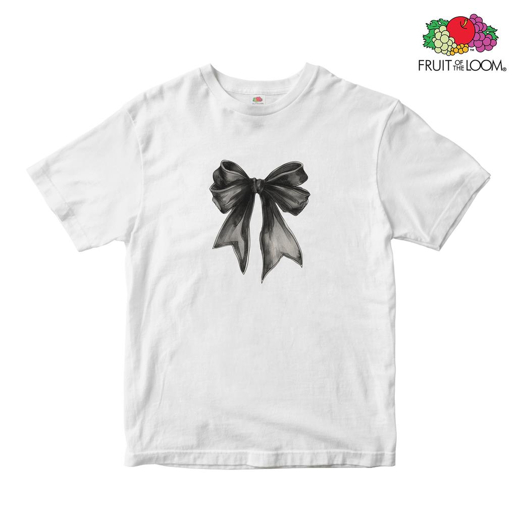 Black bow Baby Tee, WHITE, Fruit of the Loom