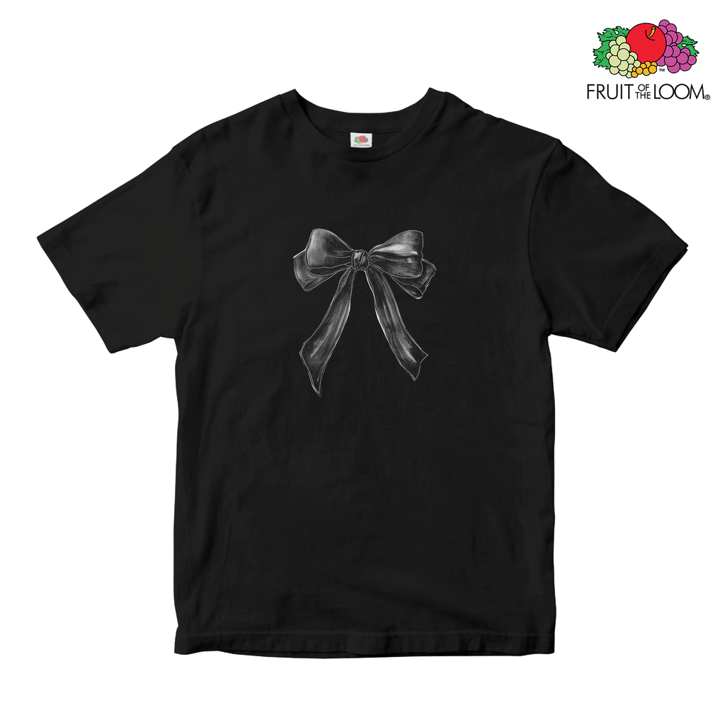 Black petite bow Baby Tee, BLACK, Fruit of the Loom