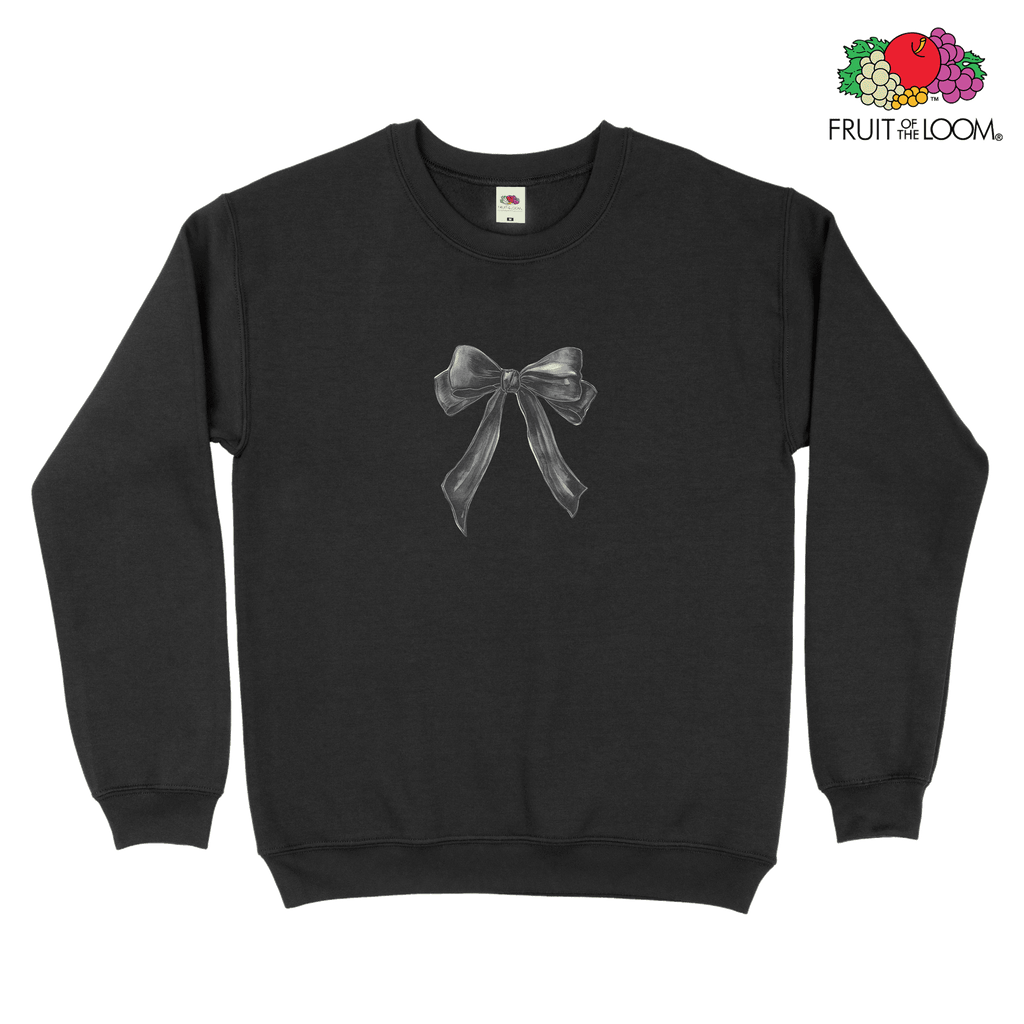 Black petite bow Sweatshirt, BLACK, Fruit of the Loom