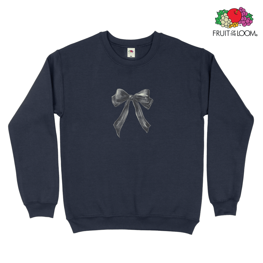 Black petite bow Sweatshirt, DEEP NAVY, Fruit of the Loom