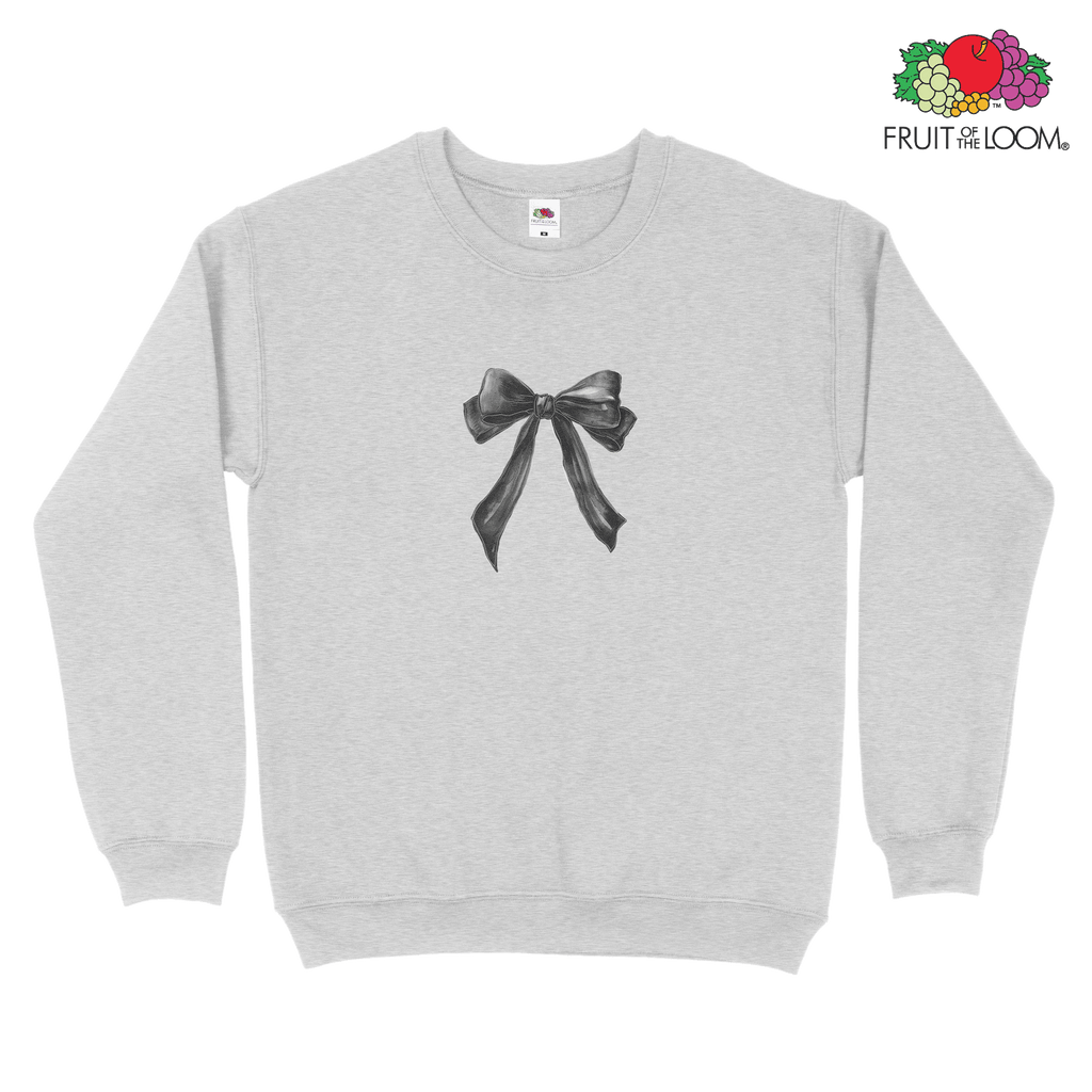 Black petite bow Sweatshirt, HEATHER_GREY, Fruit of the Loom