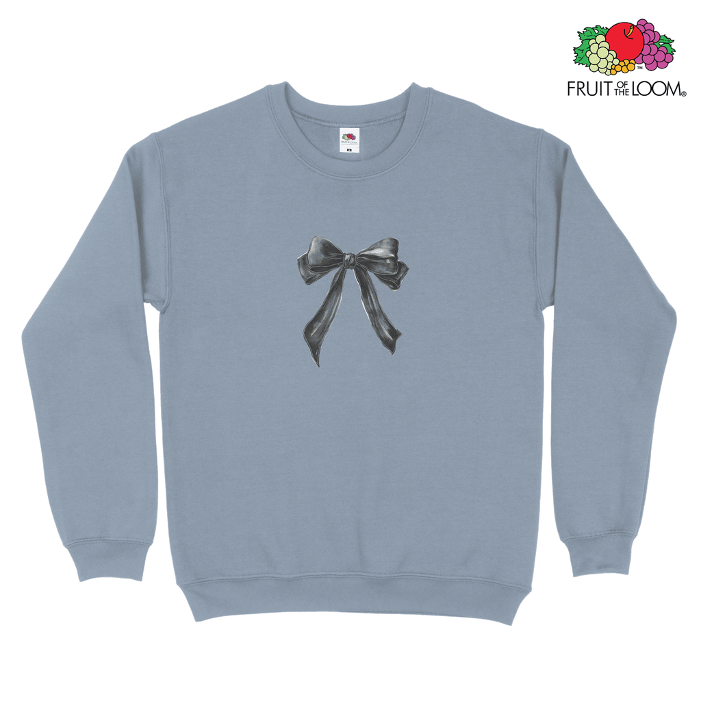 Black petite bow Sweatshirt, MINERAL BLUE, Fruit of the Loom