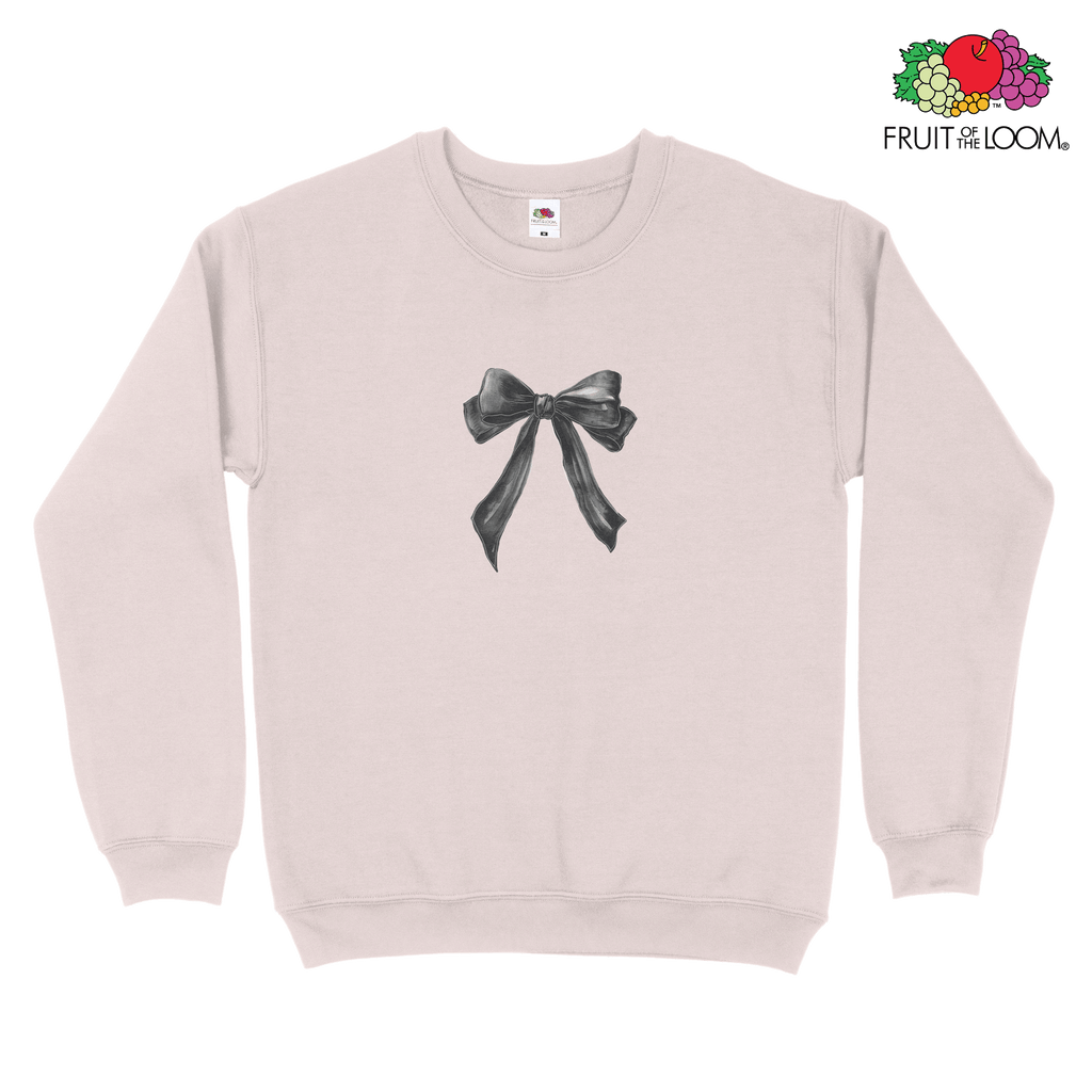 Black petite bow Sweatshirt, POWDER ROSE, Fruit of the Loom