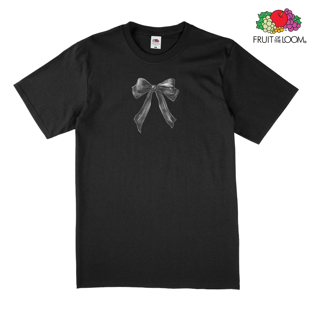 Black petite bow T-Shirt, BLACK, Fruit of the Loom