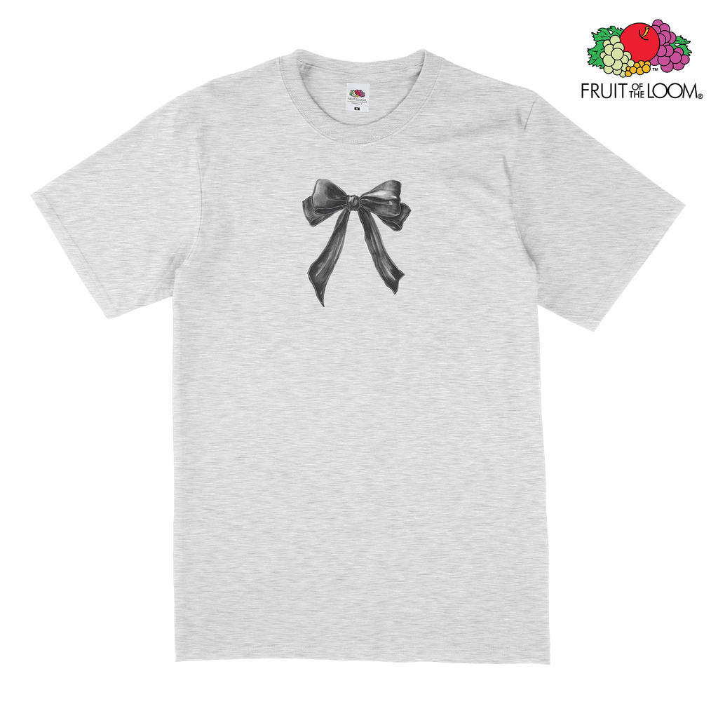 Black petite bow T-Shirt, HEATHER_GREY, Fruit of the Loom