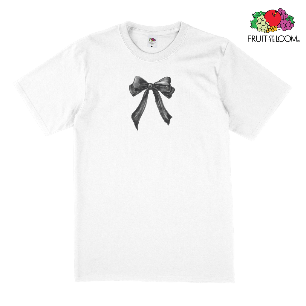 Black petite bow T-Shirt, WHITE, Fruit of the Loom