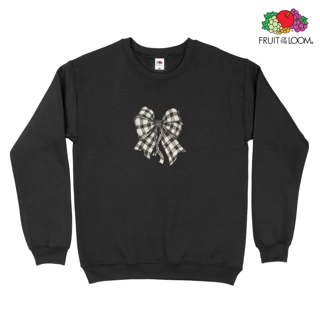 Checkered bow 2 Sweatshirt, BLACK, Fruit of the Loom