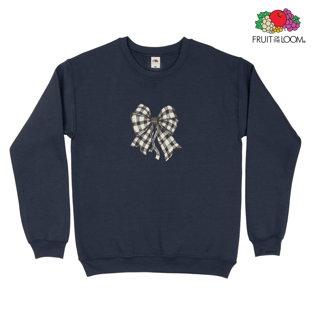 Checkered bow 2 Sweatshirt, DEEP NAVY, Fruit of the Loom