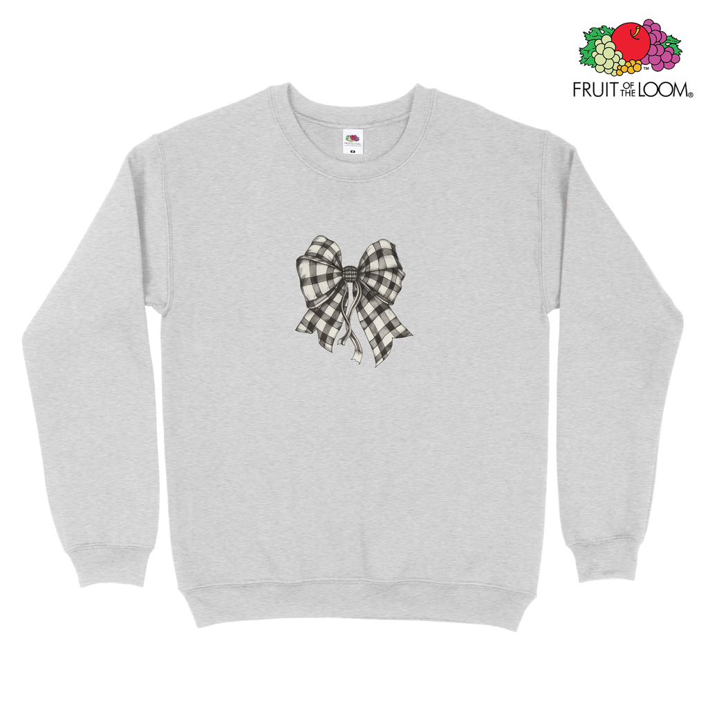 Checkered bow 2 Sweatshirt, HEATHER_GREY, Fruit of the Loom