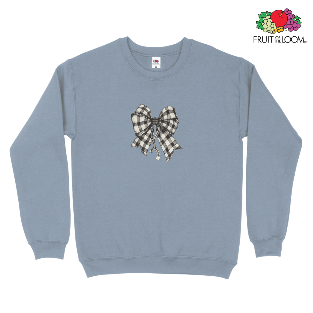 Checkered bow 2 Sweatshirt, MINERAL BLUE, Fruit of the Loom