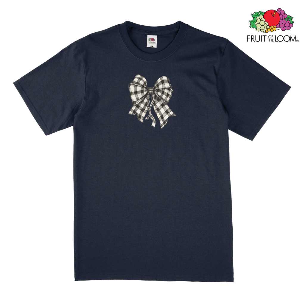 Checkered bow 2 T-Shirt, DEEP_NAVY, Fruit of the Loom