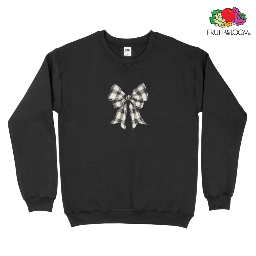 Checkered bow 3 Sweatshirt, BLACK, Fruit of the Loom