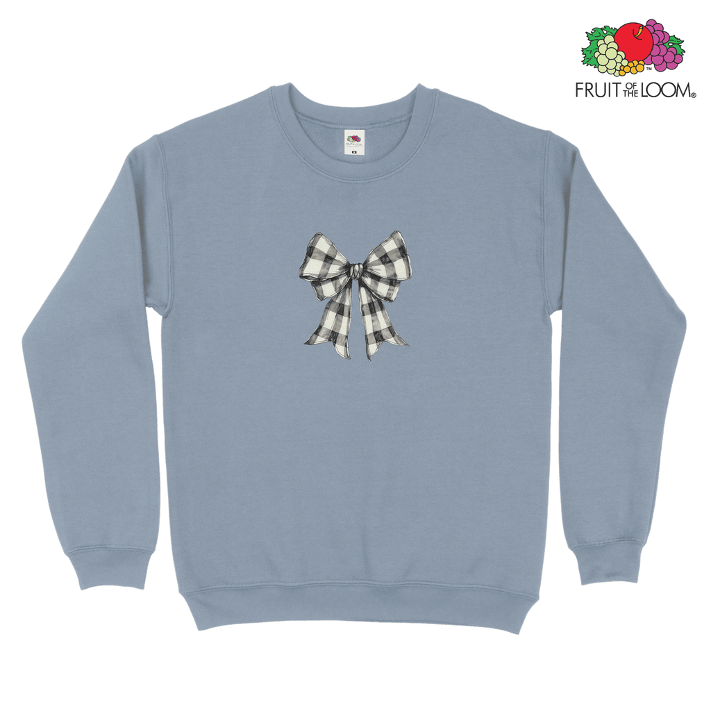 Checkered bow 3 Sweatshirt, MINERAL BLUE, Fruit of the Loom