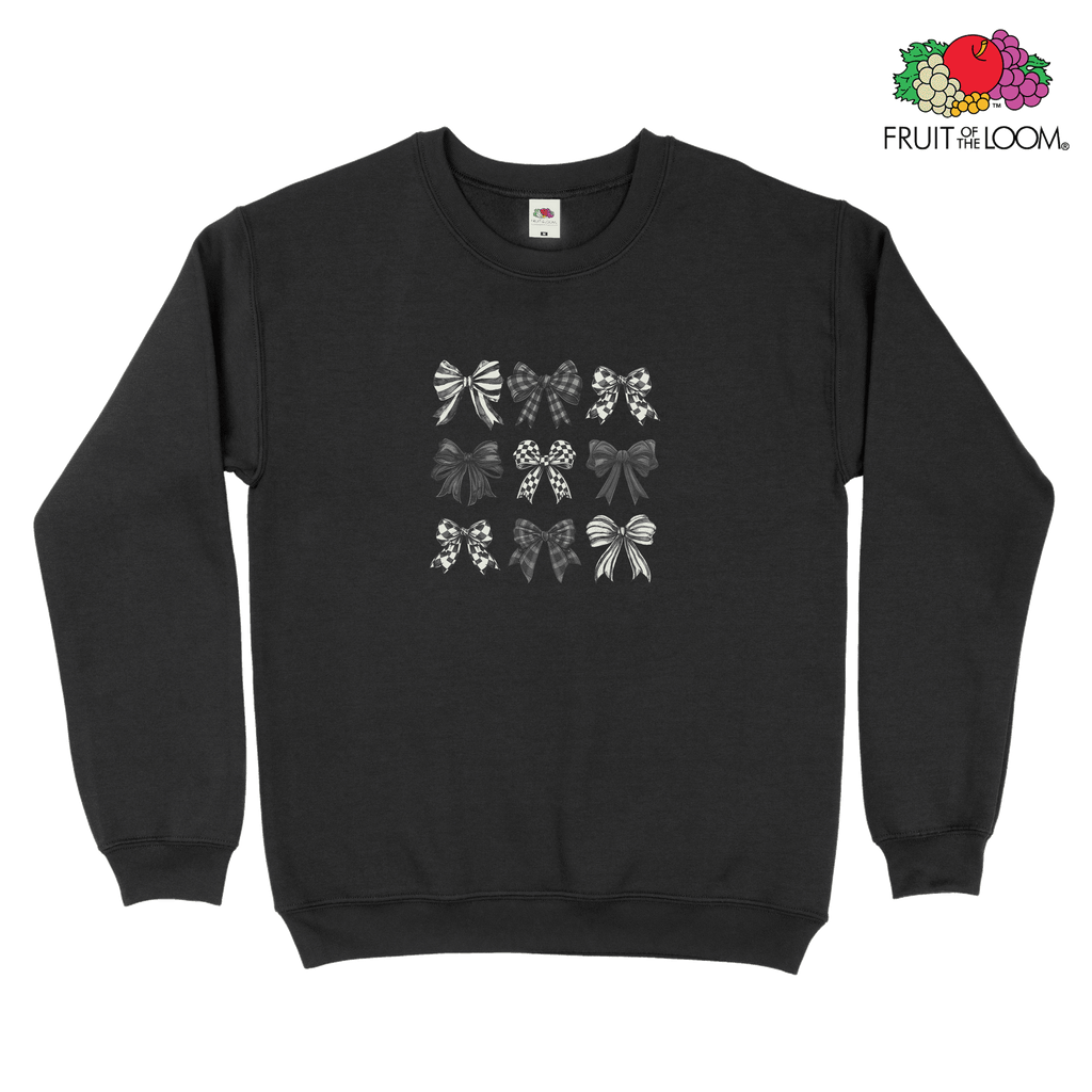 Black bow collage Sweatshirt, BLACK, Fruit of the Loom