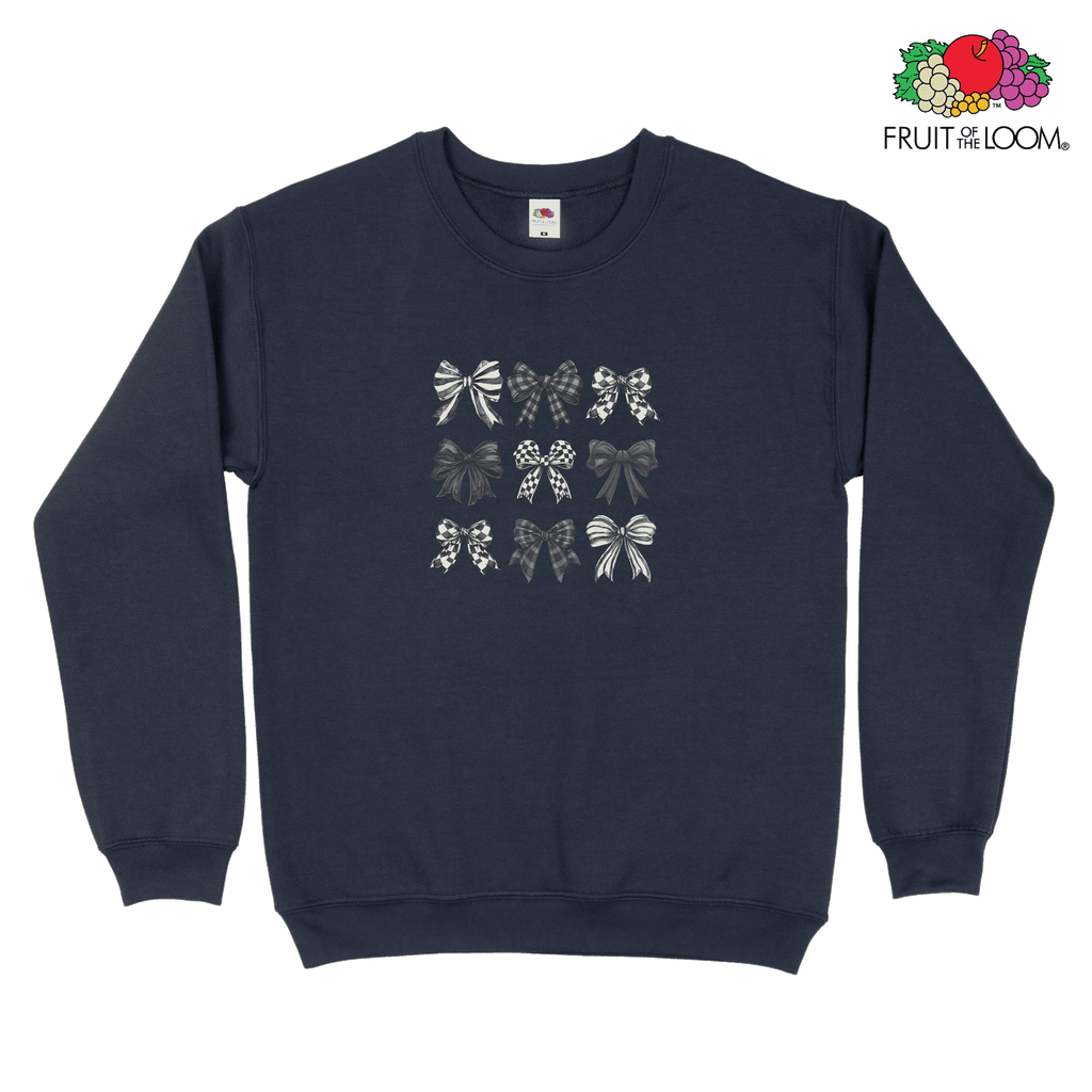 Black bow collage Sweatshirt, DEEP NAVY, Fruit of the Loom