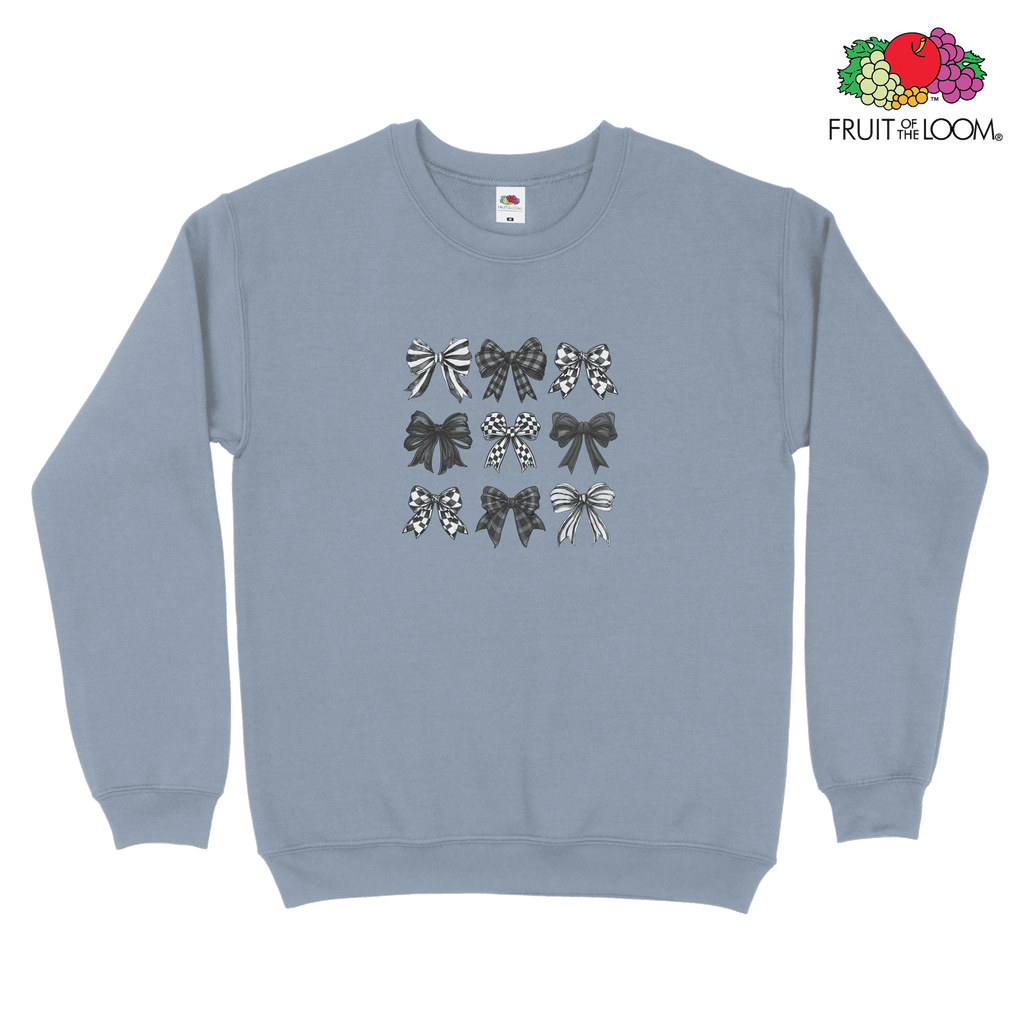 Black bow collage Sweatshirt, MINERAL BLUE, Fruit of the Loom