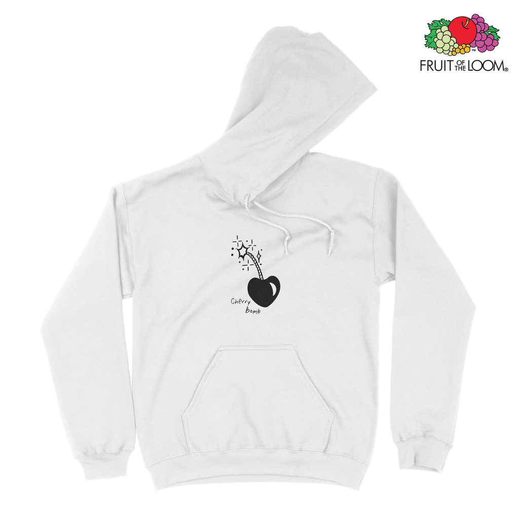 Fuse cherry bomb Hoodie, WHITE, Fruit of the Loom