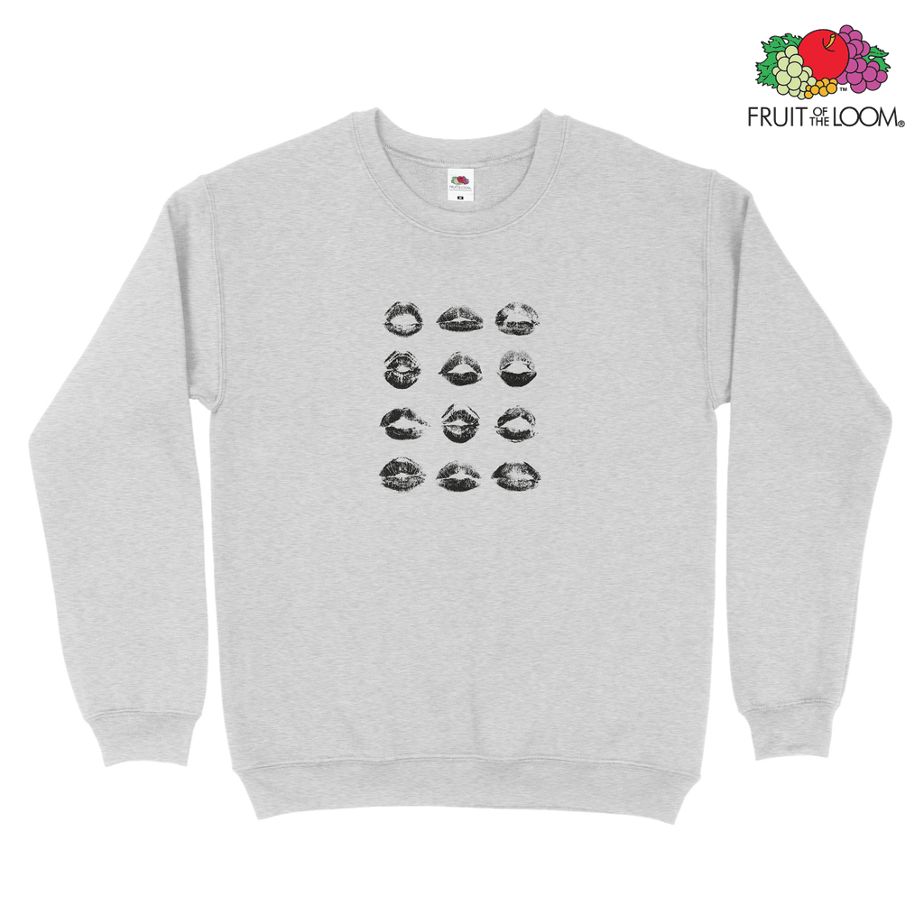 Kiss marks collage Sweatshirt, HEATHER_GREY, Fruit of the Loom