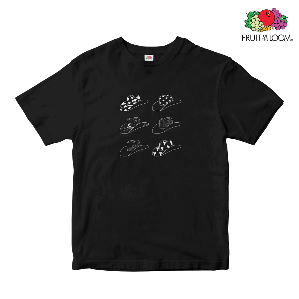 Cowboy hat collage Baby Tee (Black), BLACK, Fruit of the Loom