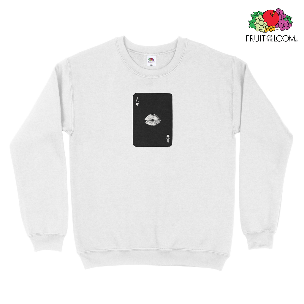 Kisscard Sweatshirt, White, Fruit of the Loom