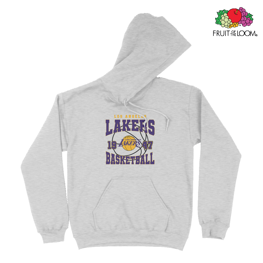 LA Lakers Hoodie, Heather Grey, FRUIT OF THE LOOM