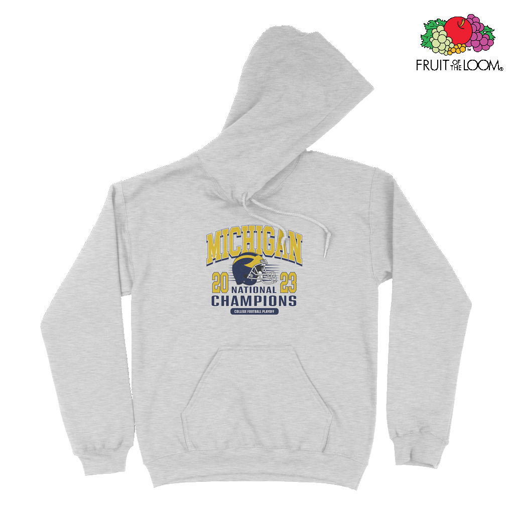 Michigan Champions Hoodie, Heather Grey, FRUIT OF THE LOOM