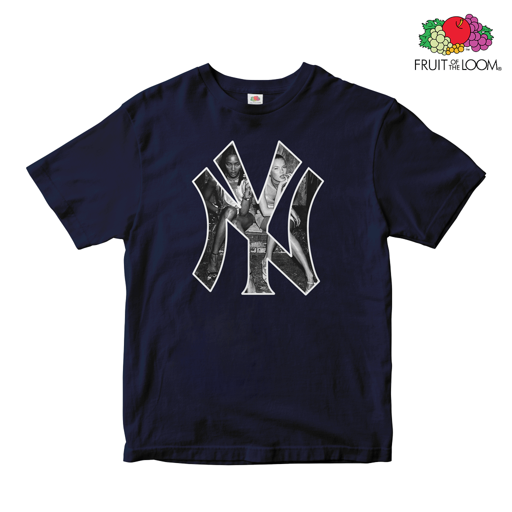 NY Yankees Besties Baby Tee, Heather Grey, Fruit of the Loom