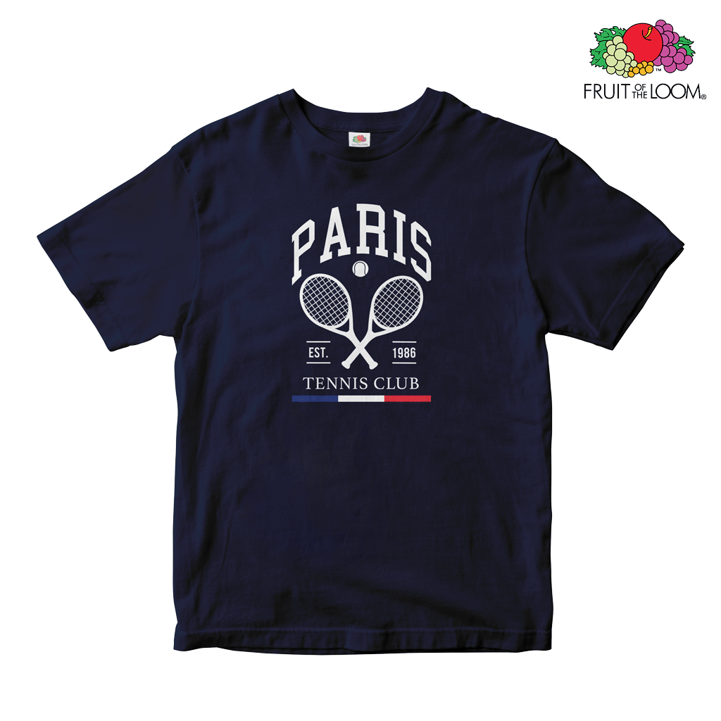 Paris Tennis Club Baby Tee, Black, Fruit of the Loom