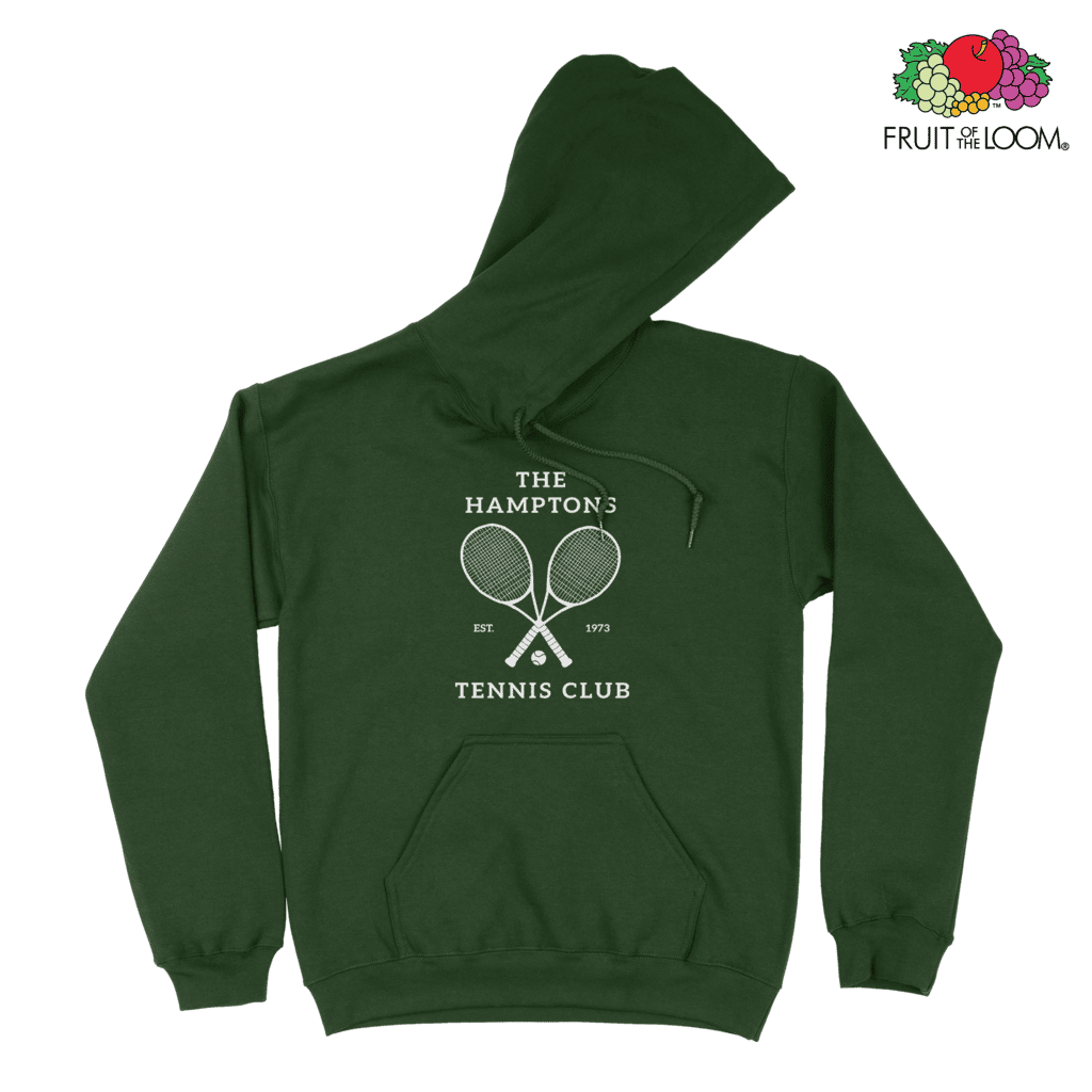 The Hamptons Tennis Club Hoodie, Bottle Green, FRUIT OF THE LOOM