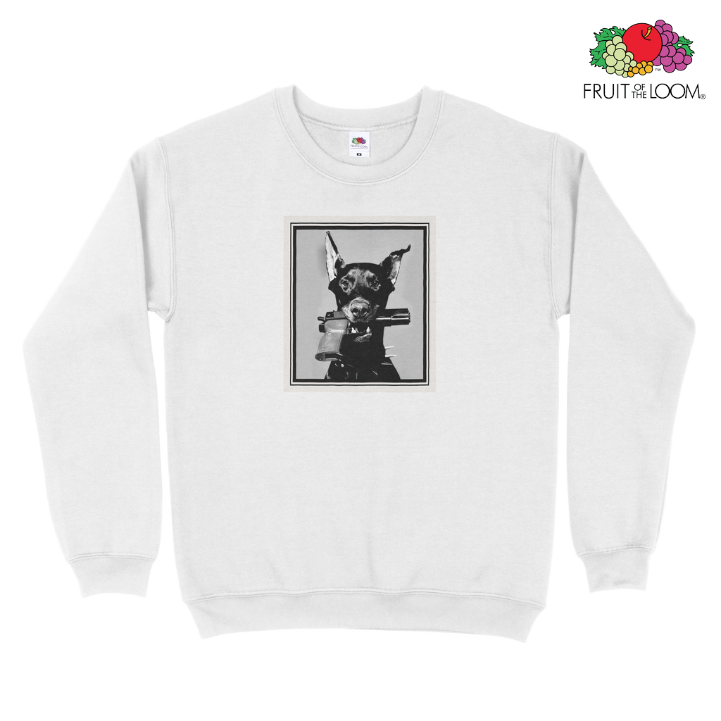 Doberman Sweatshirt, White, Fruit of the Loom