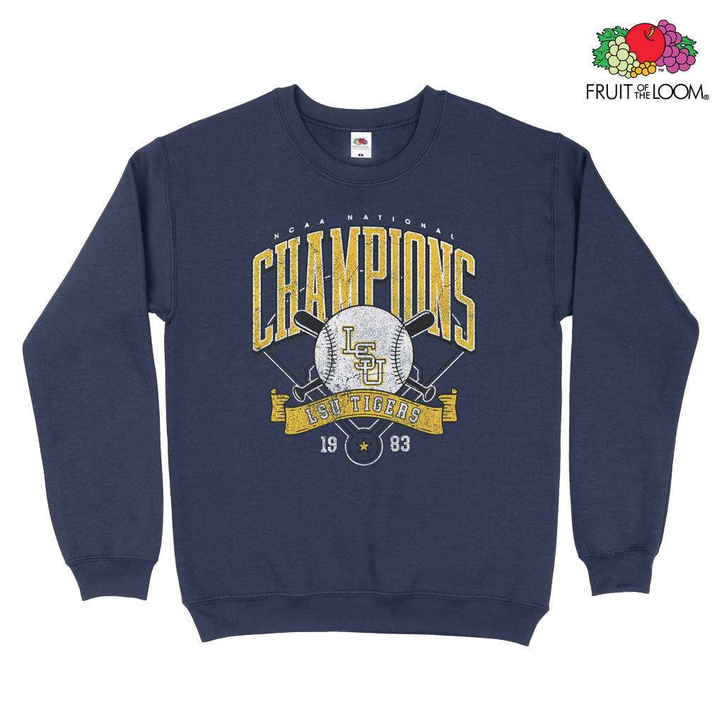 LSU Tigers Sweatshirt, Navy, FRUIT OF THE LOOM
