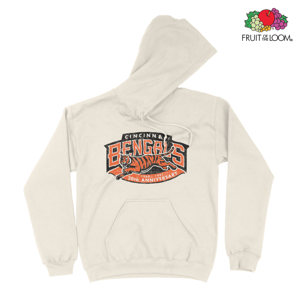 Cincinnati Bengals Tiger Hoodie, Natural, FRUIT OF THE LOOM