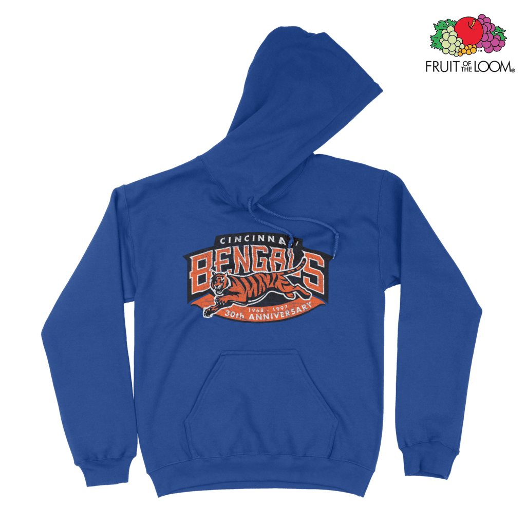 Cincinnati Bengals Tiger Hoodie, Royal Blue, FRUIT OF THE LOOM