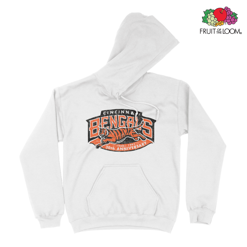 Cincinnati Bengals Tiger Hoodie, White, FRUIT OF THE LOOM