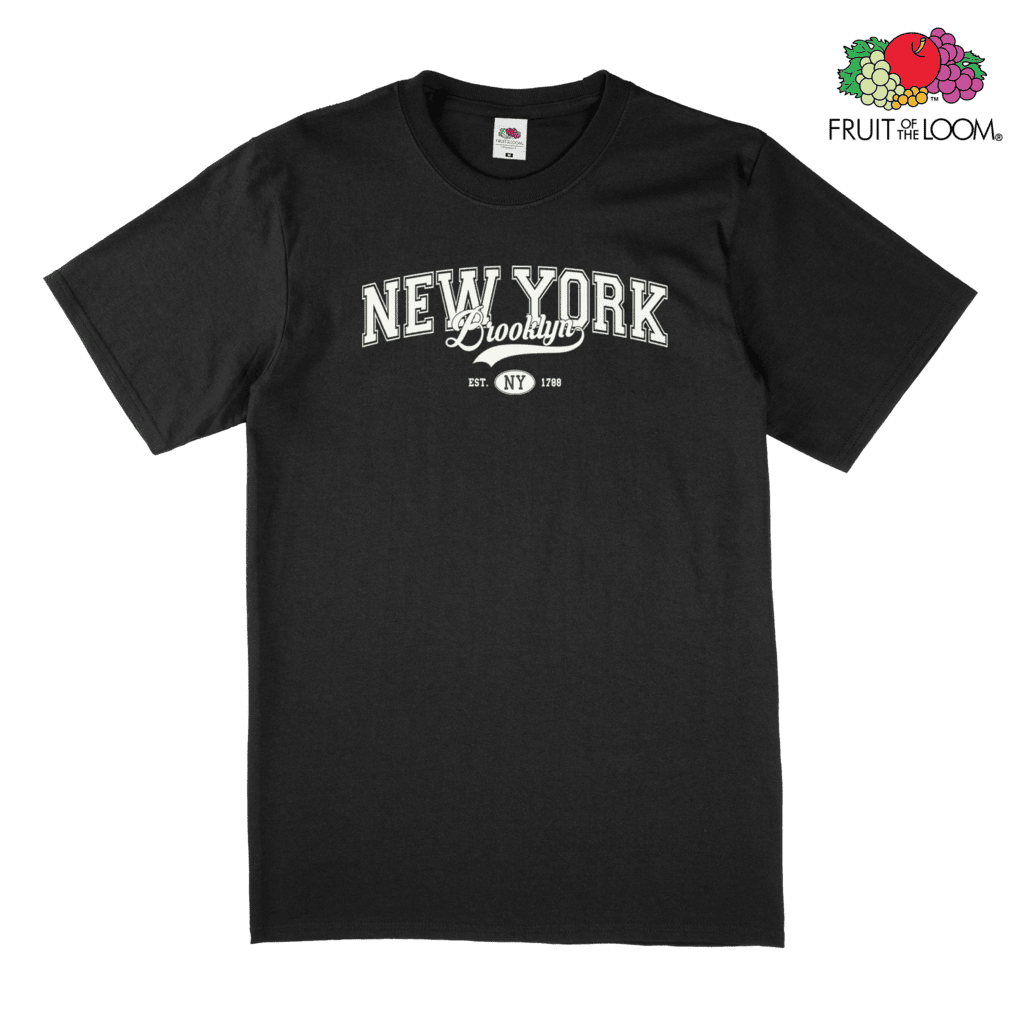 New York White Arch T-Shirt, Black, FRUIT OF THE LOOM