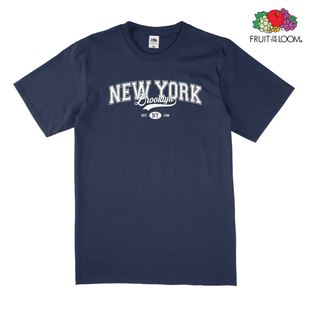 New York White Arch T-Shirt, Navy, FRUIT OF THE LOOM