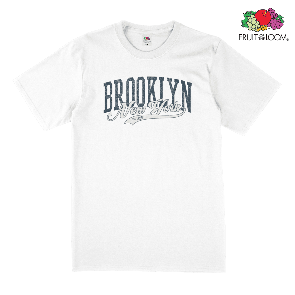 Brooklyn New York Vintage T-Shirt, White, FRUIT OF THE LOOM