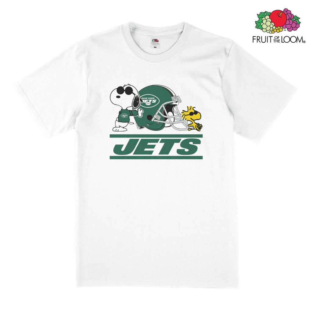 New York Jets Snoopy T-Shirt, White, FRUIT OF THE LOOM