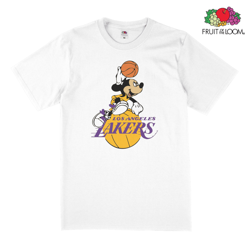 Lakers Mickey T-Shirt, White, FRUIT OF THE LOOM