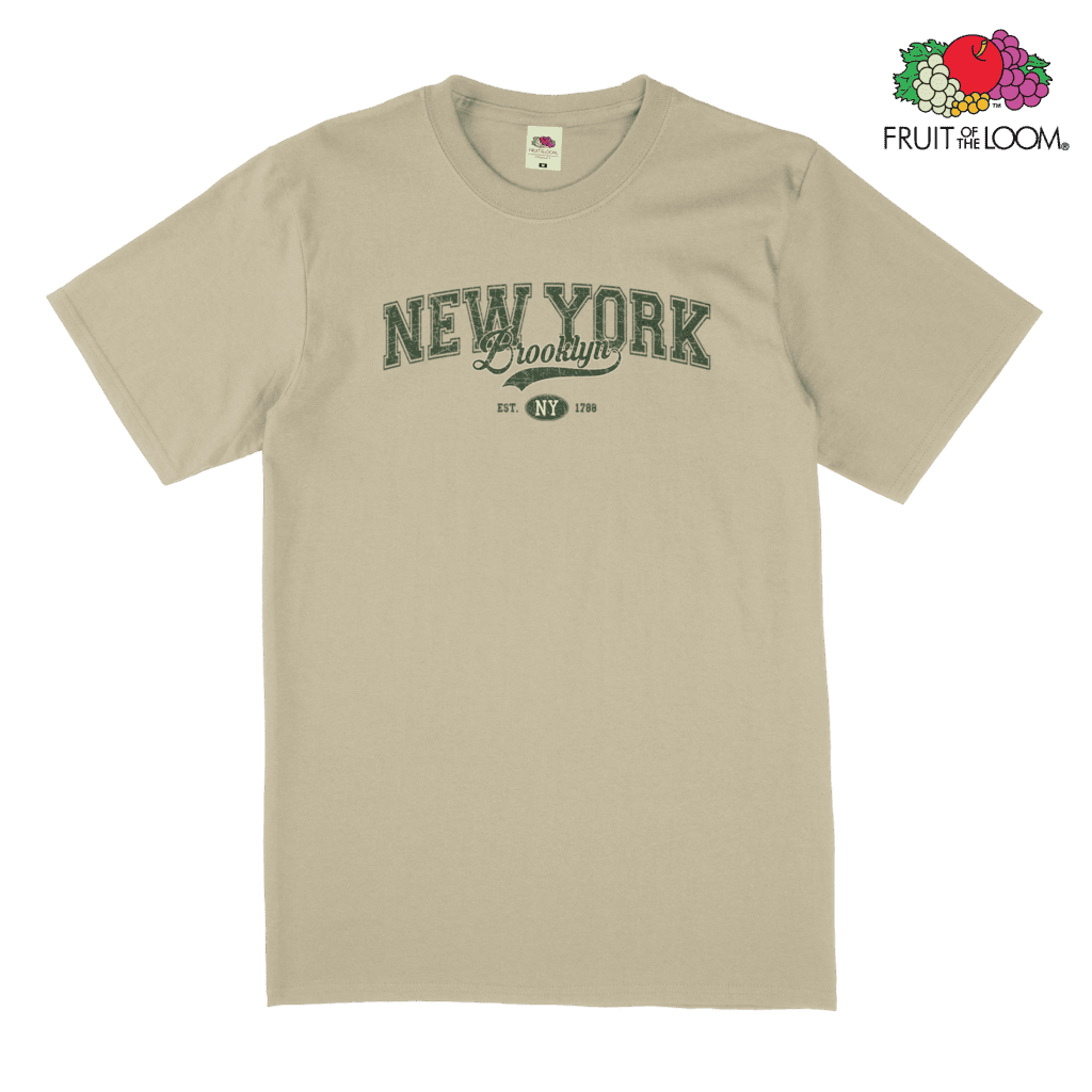 New York Brooklyn Vintage T-Shirt, Desert Sand, FRUIT OF THE LOOM