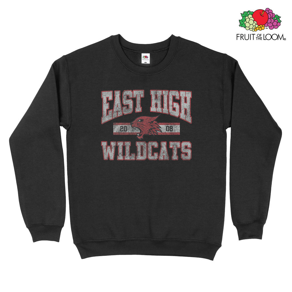 East High Wildcats Vintage Sweatshirt, Black, FRUIT OF THE LOOM