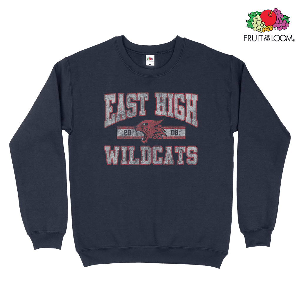 East High Wildcats Vintage Sweatshirt, Deep Navy, FRUIT OF THE LOOM