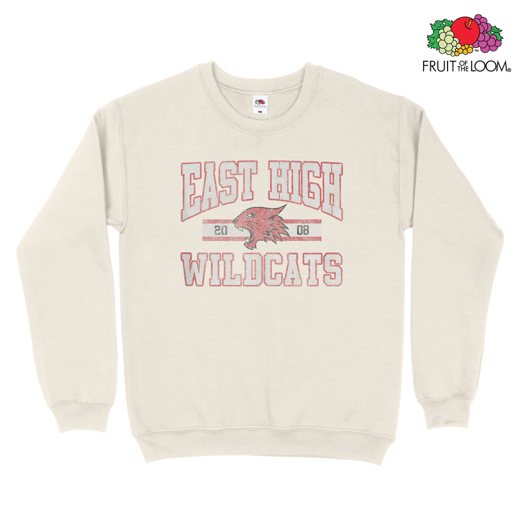 East High Wildcats Vintage Sweatshirt, Natural, FRUIT OF THE LOOM