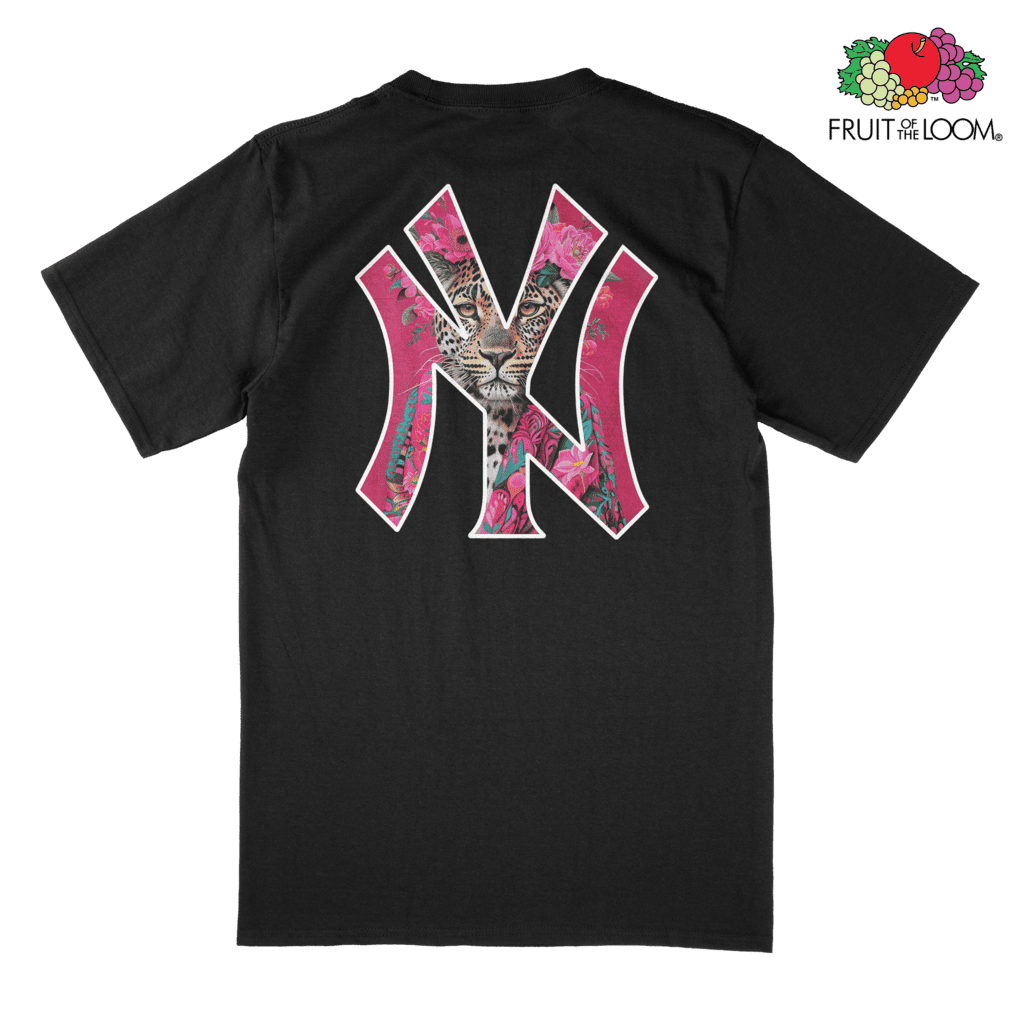 NY Yankees Tiger T-Shirt (Back Print), Black, Fruit of the Loom