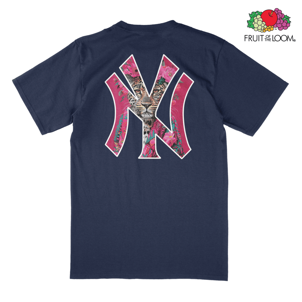 NY Yankees Tiger T-Shirt (Back Print), Navy, Fruit of the Loom