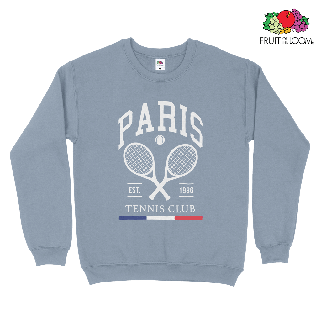 Paris Tennis Club Sweatshirt, Mineral Blue, FRUIT OF THE LOOM