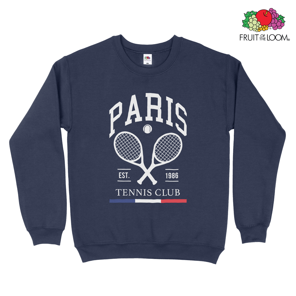 Paris Tennis Club Sweatshirt, Navy, FRUIT OF THE LOOM