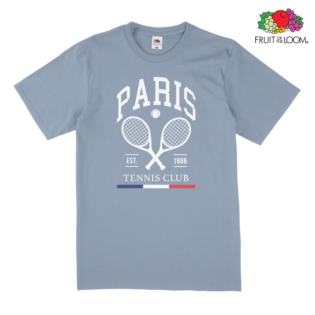 Paris Tennis Club T-Shirt, Mineral Blue, FRUIT OF THE LOOM